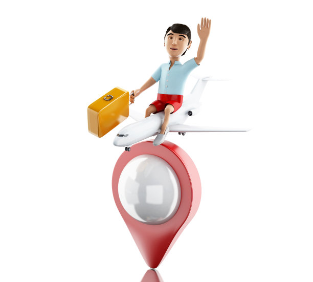 3d人带着箱子去度假图片下载