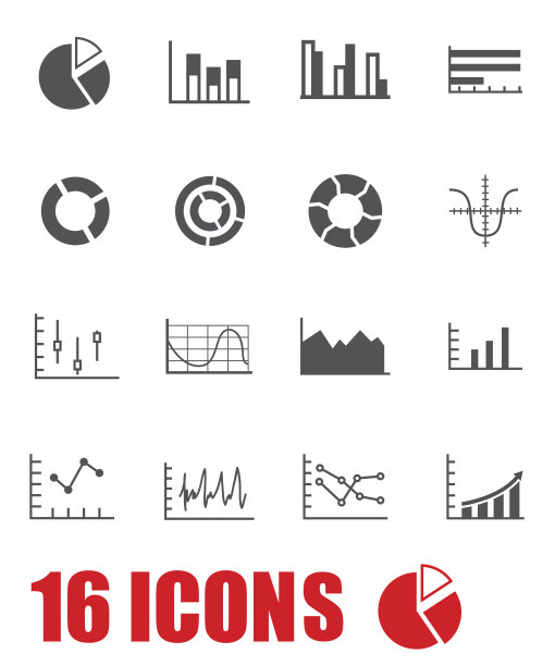 向量灰色图表图标设置在白色背景图片下载