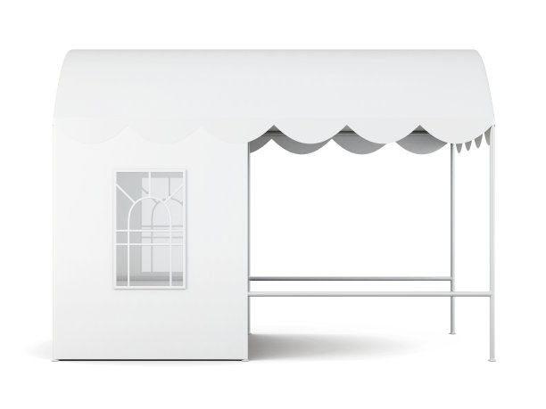 漂亮的帐篷，窗户被隔离在白色背景上。三维渲染图片下载