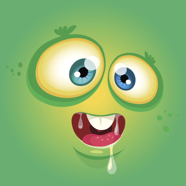 卡通怪物的脸。矢量万圣节绿色怪物的化身图片下载