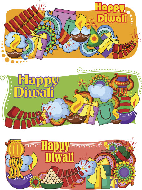 印度灯节快乐的排灯节doddle背景图片下载