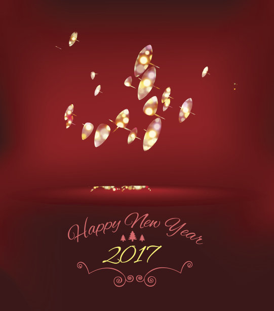 新年贺卡与鸡灯。图片下载