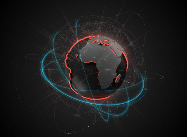 带有霓虹灯的黑色地球仪图片下载