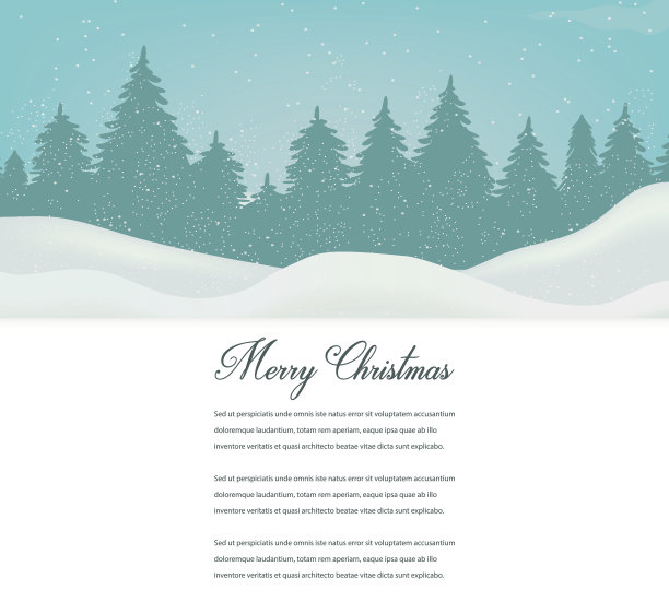 圣诞贺卡与冬季景观和文字空间。向量图片下载