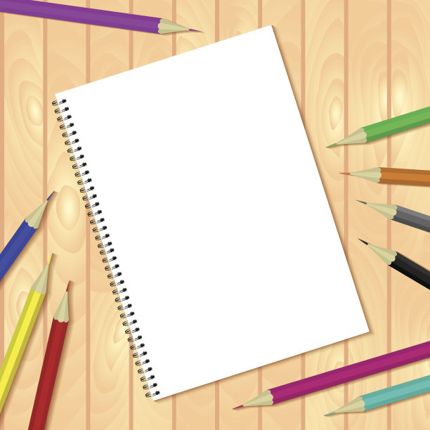 螺旋装订的记事本和钢笔。矢量模板或模拟。图片下载