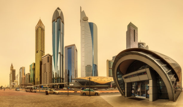 阿联酋迪拜金融区地铁站全景图片下载