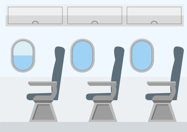 飞机运输内部。飞机旅行。向量图片下载