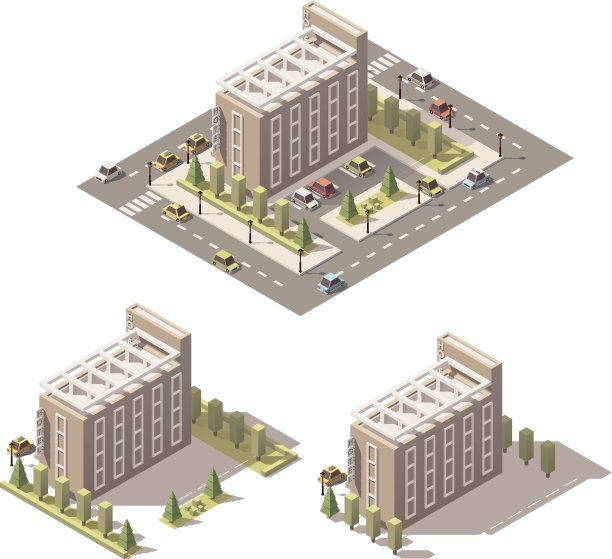 向量等距低聚酒店图片下载