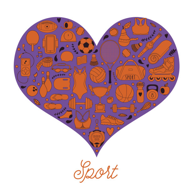 健康生活背景，我热爱运动，手绘涂鸦集图片下载