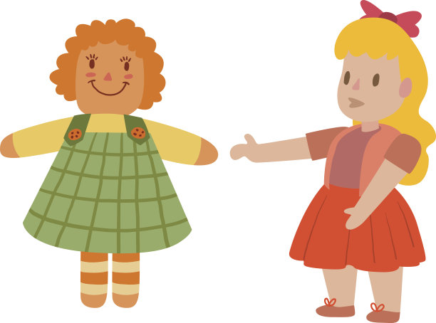 娃娃女孩玩具矢量角色图片下载