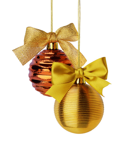 金色的圣诞彩带球图片下载