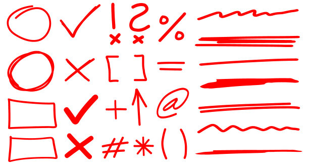 老师用红色字体元素手绘修正集素材图片