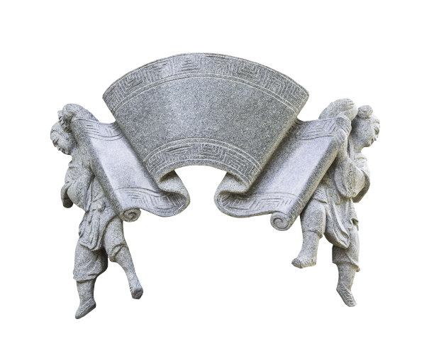 石碑与中国雕像隔离图片下载