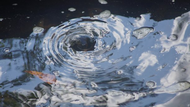 特写的一个漩涡在溪流。图片下载