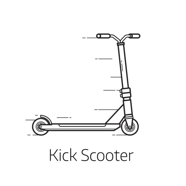 踢滑板车细线插图图片下载
