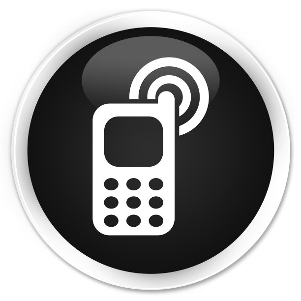 手机铃声图标为premium黑色圆形按钮图片下载