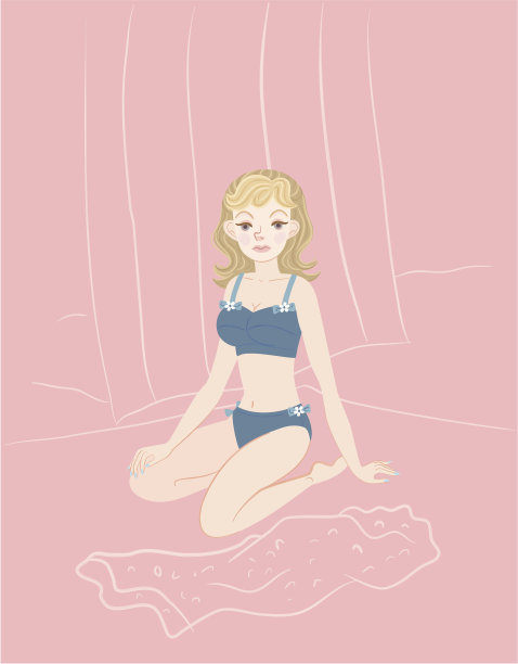 女人蓝色的内衣图片下载