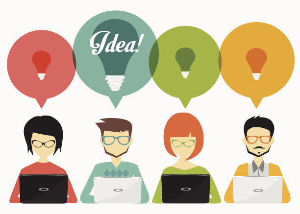 有演讲想法的人泡泡和笔记本电脑图片下载