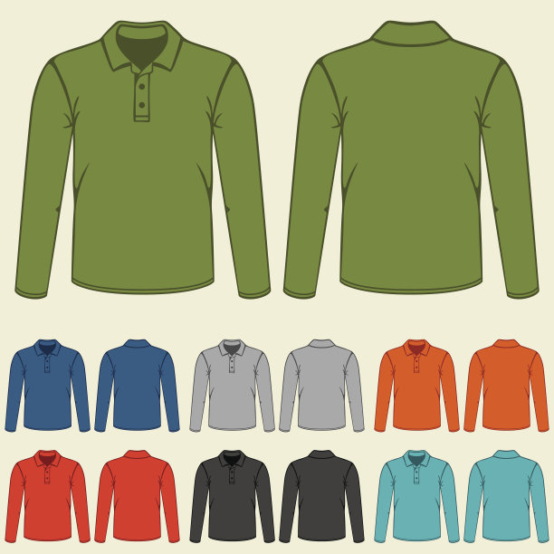 一套彩色马球t恤模板的男人图片下载