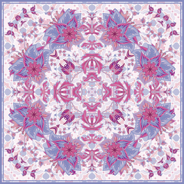 印花与部落民族装饰，丝绸颈围巾或图片下载