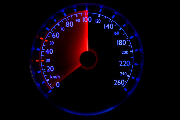 蓝色的速度计-从0加速到100公里/小时图片下载