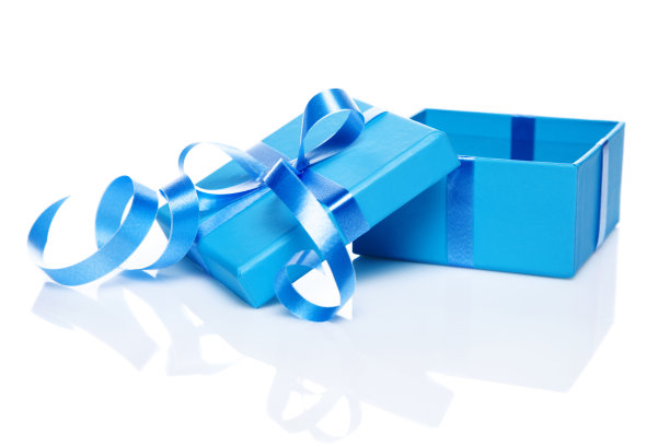 蓝色蝴蝶结礼盒图片下载