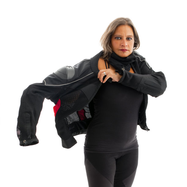 女人穿着摩托车装备图片下载