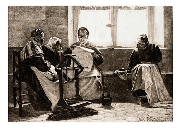 老照片插画：收容所的窗户一角图片下载