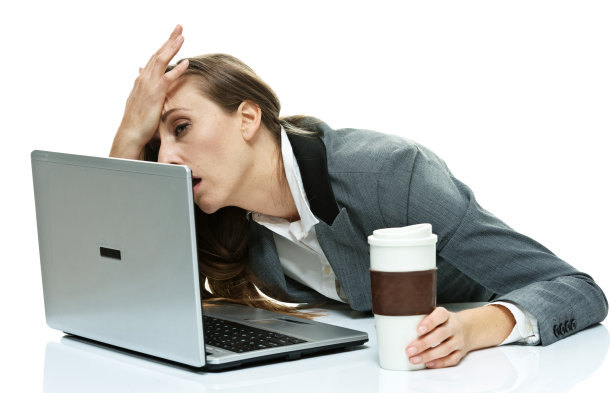 沮丧的女商人看起来很疲惫图片下载