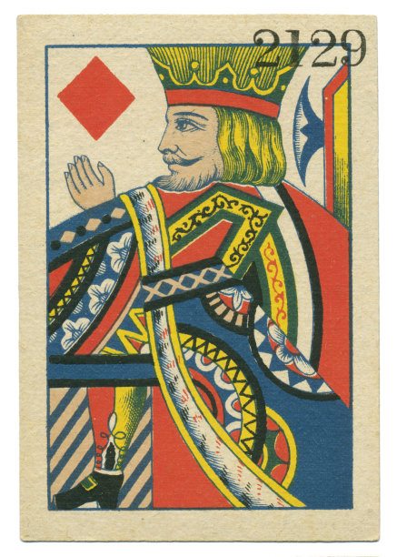 纸牌红方块国王站在法庭比利时，1860年图片下载