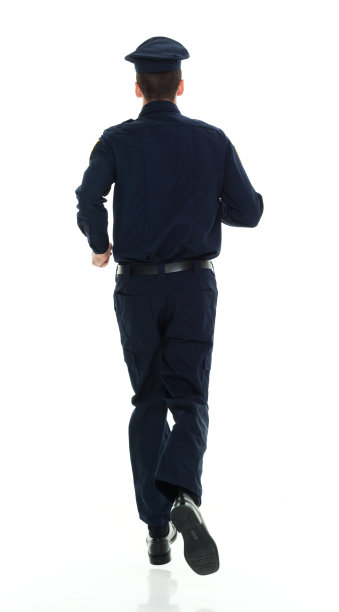 后视图的警察运行图片下载