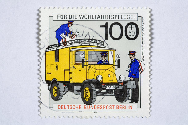 德国邮政邮票的近照图片下载