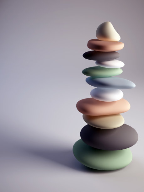 五颜六色的卵石堆在上面，顶端有锋利的卵石图片下载