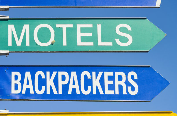 汽车旅馆和背包客标志图片下载