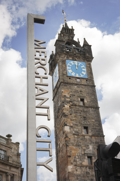 托尔布斯尖塔和商业城市地区标志，格拉斯哥图片下载