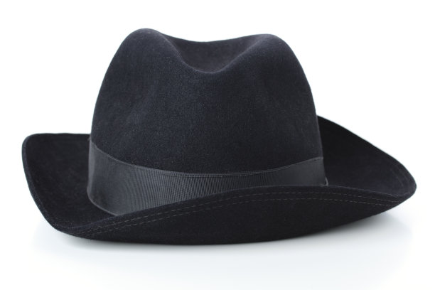 黑色毡帽孤立在白色图片下载