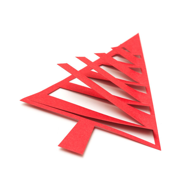 圣诞树与纸孤立在白色背景图片下载