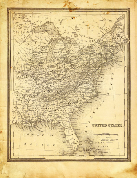美国地图1846年图片下载
