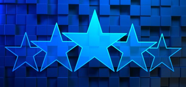 蓝色背景上的星星评级图片下载
