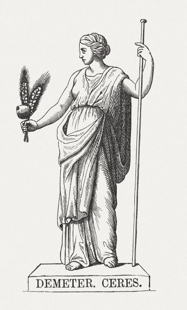 得墨忒尔，希腊女神，木刻，出版于1878年图片下载