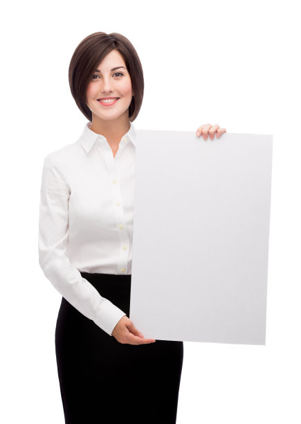举着牌子的女商人图片下载