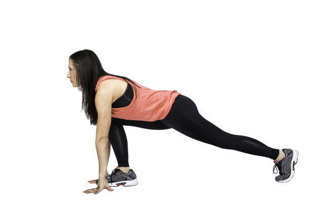 女人在跑步设置在白色的姿势图片下载