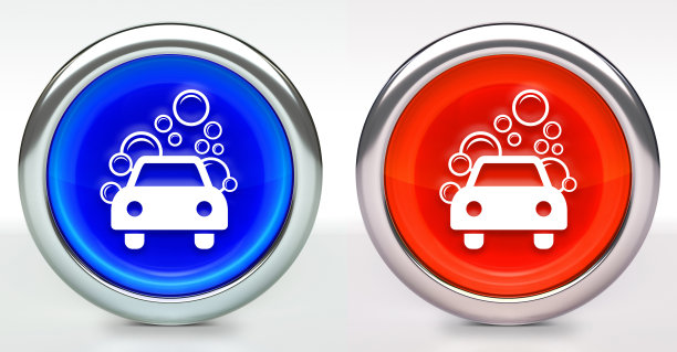 洗车图标上的按钮与金属环图片下载