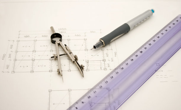 建筑图纸和工作工具图片下载