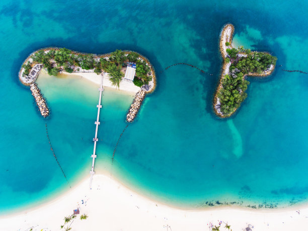 圣淘沙岛海滩鸟瞰图图片下载