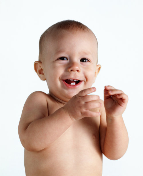 宝宝(男孩)，8个月大，在摄影棚拍摄图片下载