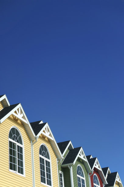 色彩鲜艳的联排别墅图片下载