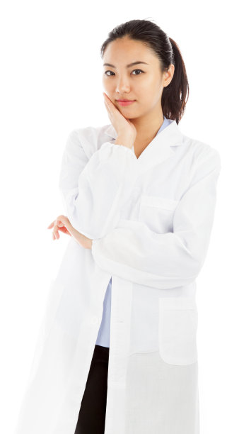 迷人的亚洲科学家被隔离在白色背景下图片下载