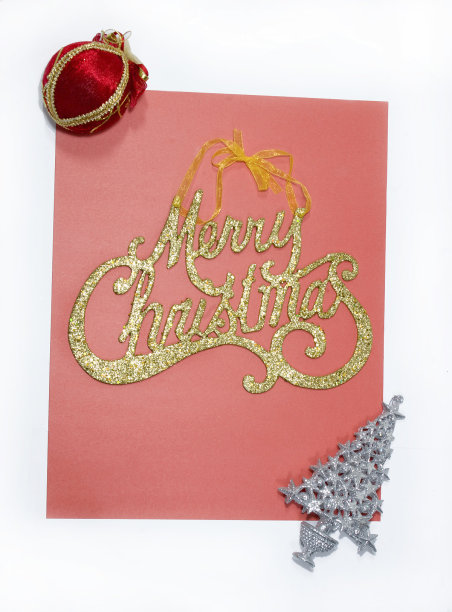 红色圣诞装饰卡片的概念图片下载