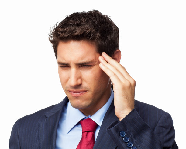 患有头痛的男性专业人士-孤立图片下载